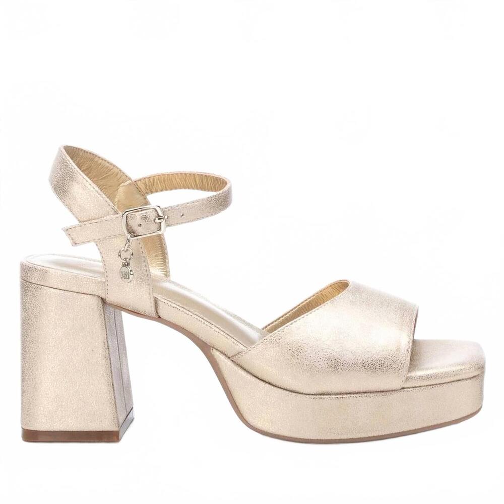 NEW XTI women's heeled suede sandals with platform in gold